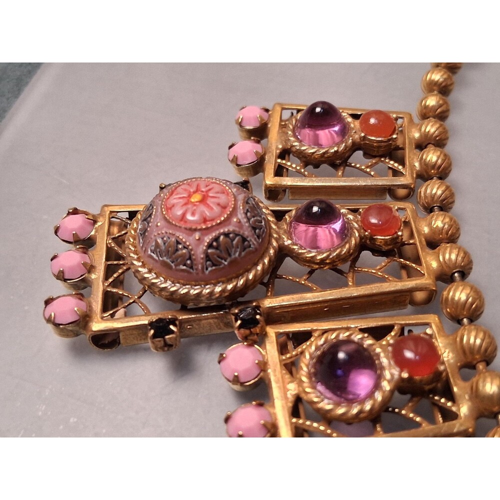 Juliana Moroccan Matrix Necklace Amethyst Carnelian Glass - Picture 6 of 14
